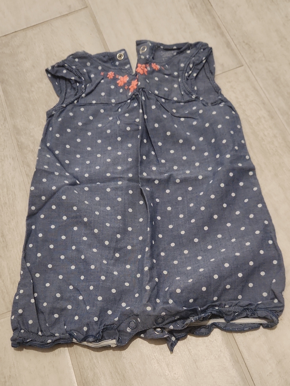 Blue Polka Dot Sleeveless Baby Romper